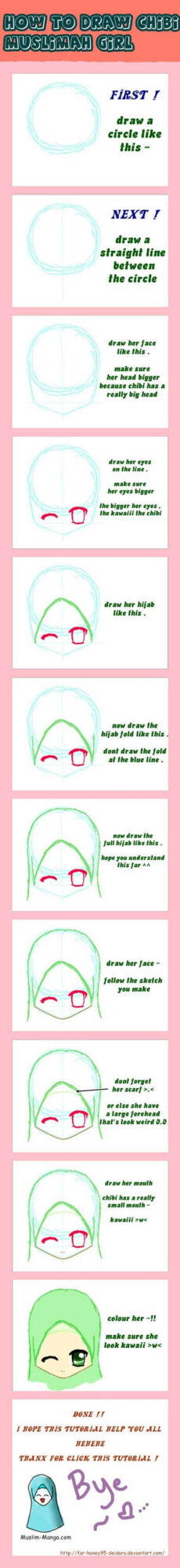 How to draw chibi muslimah hijab girl by Far-Honey95-Deidara