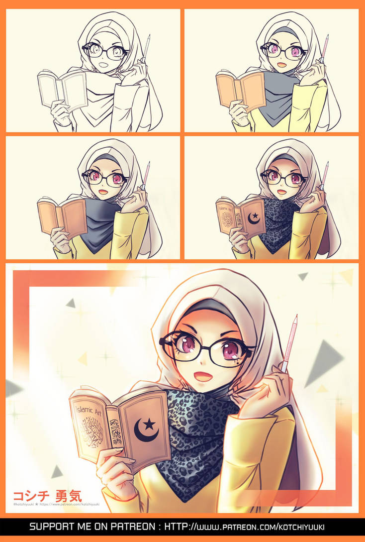 Step Drawing Muslim girl wallpaper... by kotchiyuuki